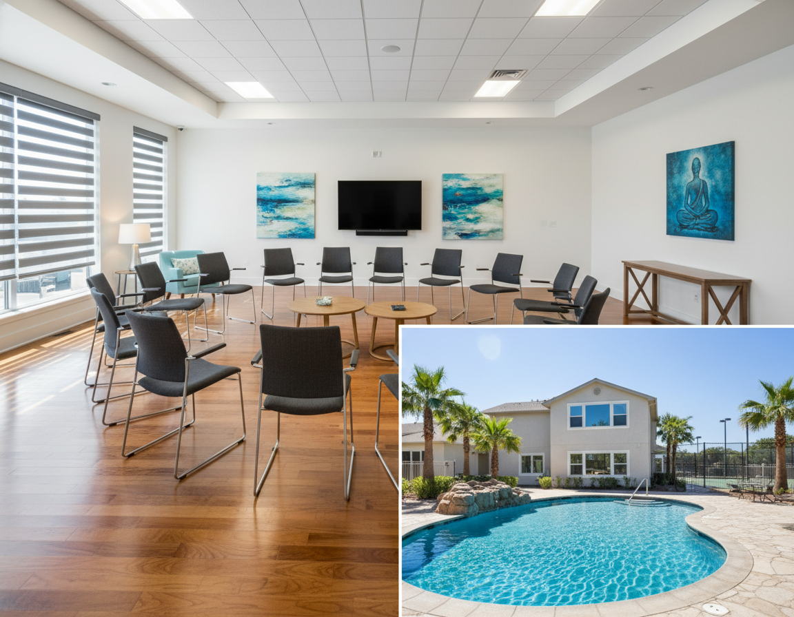 Outdoor wellness spaces at TGT Treatment in Ontario, California